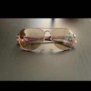 tory burch t-logo pilot sunglasses rose gold tortoise shell aviator brown new